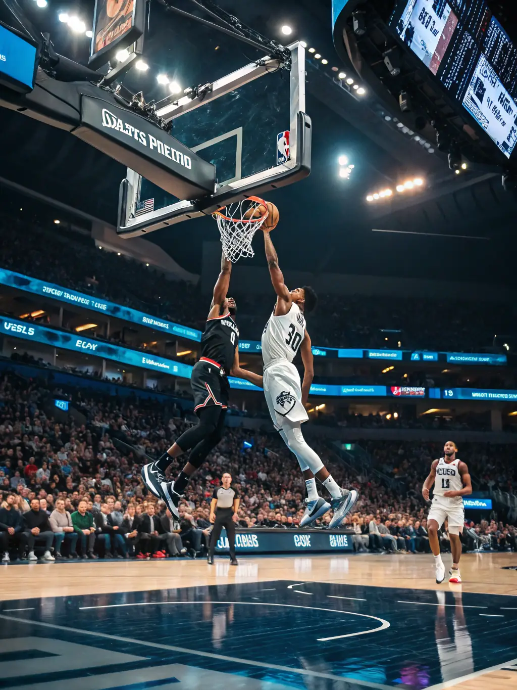 A dynamic shot of a basketball game in progress, capturing the energy and competitive spirit of the Union Sportive de Coarraze-Nay's basketball team.